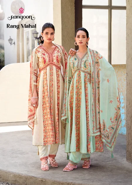 Rang Mahal By Rangoon Muslin Printed Kurti With Bottom Dupatta 